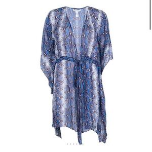 Diane Von Furstenberg Blue Tie Front Blouse or coverup